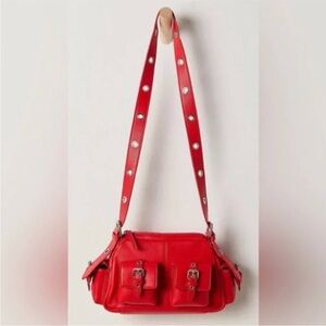 Free People Red Leather Shoulder Bag NWT